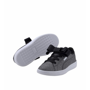 Puma Vikky Black & Silver Glitz Bow Sneakers